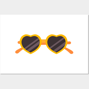 Yellow Girl Glasses with Love Heart Posters and Art